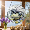 Dream Catcher with Sleeping Dragon – Stained Glass Style Bookish Fantasy Decor
