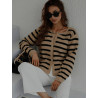 Goelia Striped Cardigan with Front Buttons – Size S (Fits Small M)