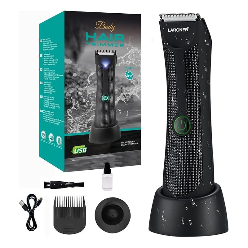 Men's Body Hair Trimmer – Ceramic Blade Groomer with LED Display