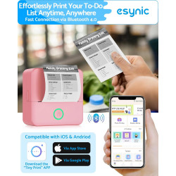 eSynic Pink Mini Portable Thermal Printer for Phone