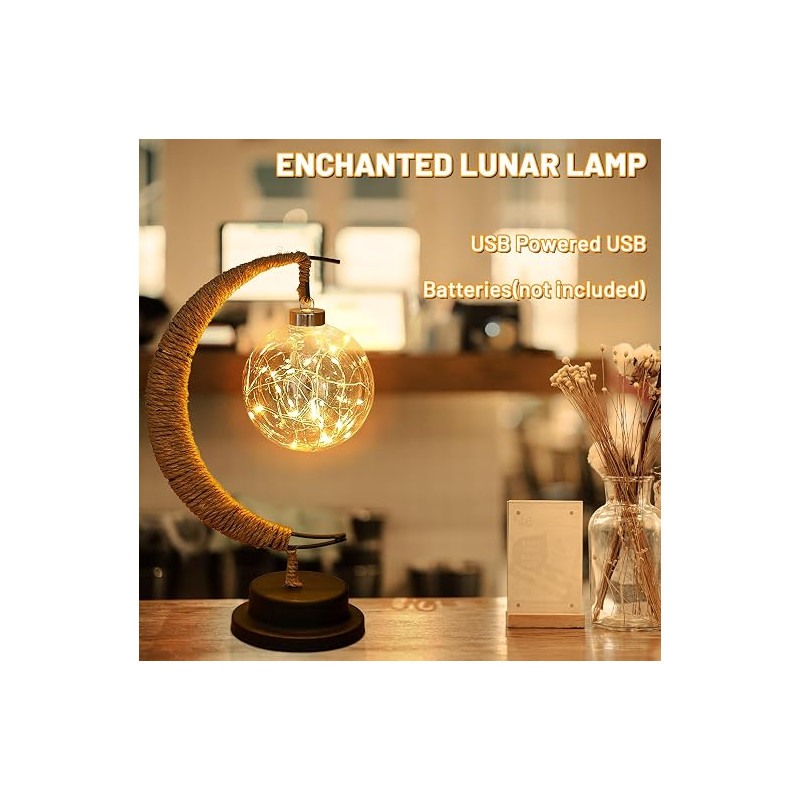 Enchanted Lunar Lamp LED Moon Lamp – USB/Battery Powered Hanging Crescent Moon Night Light