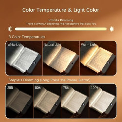 LED Book Light & Night Light 2-in-1 – Rechargeable Reading Lamp with 3 Colour Temperatures & Stepless Dimming