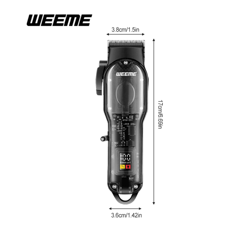 WEEME Professional Hair Clipper – Black Spiral Design with 4 Limit Combs