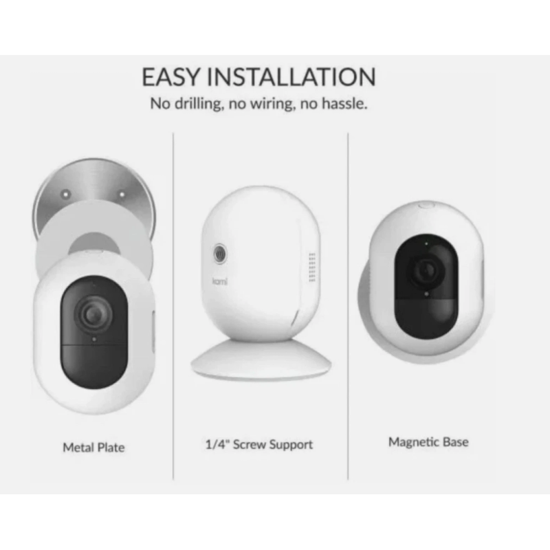 Kami 1080P Wire-Free Camera Kit – Indoor & Outdoor Security Camera with Motion Detection and Two-Way Audio