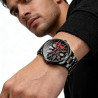 Mihawk Men's Rim Watch - 3D Rim Design Quartz Watch with Mineral Glass, Motorsport Style, Stainless Steel Bracelet