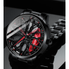 Mihawk Men's Rim Watch - 3D Rim Design Quartz Watch with Mineral Glass, Motorsport Style, Stainless Steel Bracelet