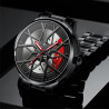 Mihawk Men's Rim Watch - 3D Rim Design Quartz Watch with Mineral Glass, Motorsport Style, Stainless Steel Bracelet