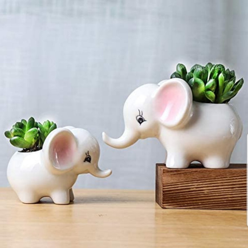 Set of 2 Elephant Flower Pots
