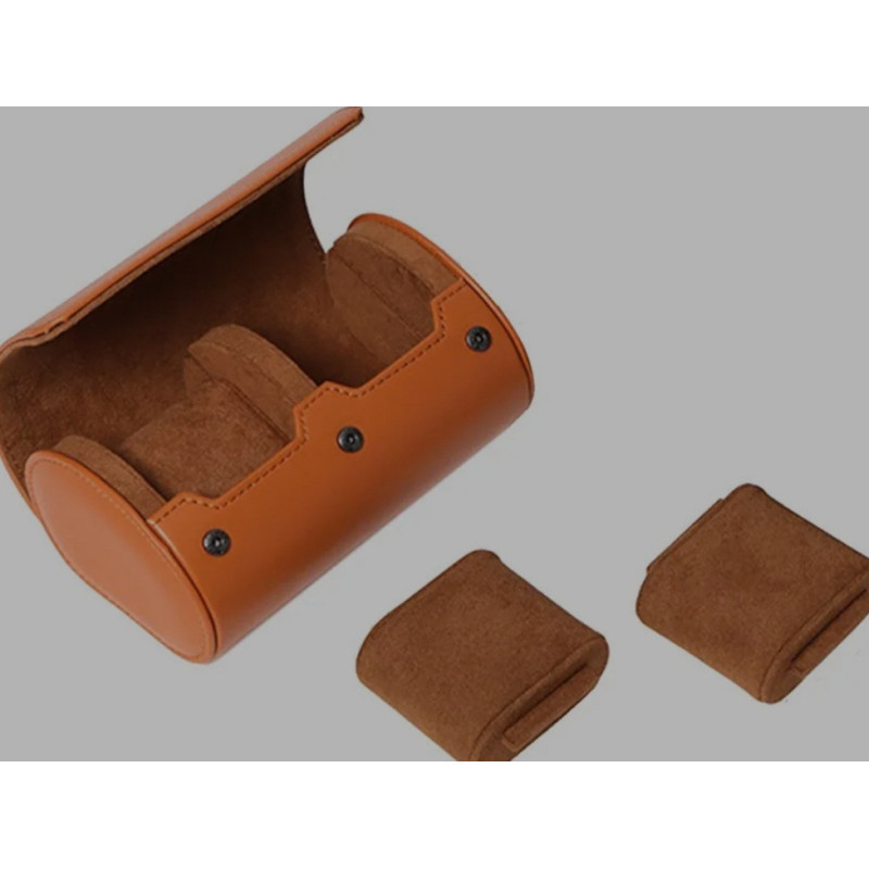 2 Slots Travel Watch Storage Box Portable Vintage Watch Roll Display Case for Women Men Watch Organizer