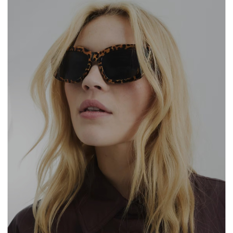 River Island leopard  metal sunglasses in dark - BEIGE