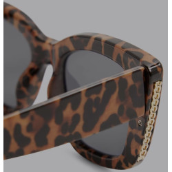 River Island leopard  metal sunglasses in dark - BEIGE
