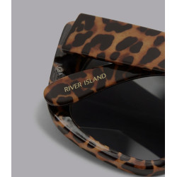 River Island leopard  metal sunglasses in dark - BEIGE
