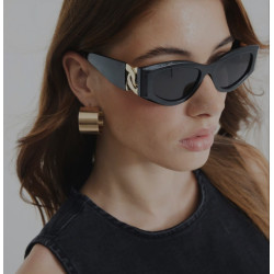 River Island Black Slim Cat Eye Chain Sunglasses