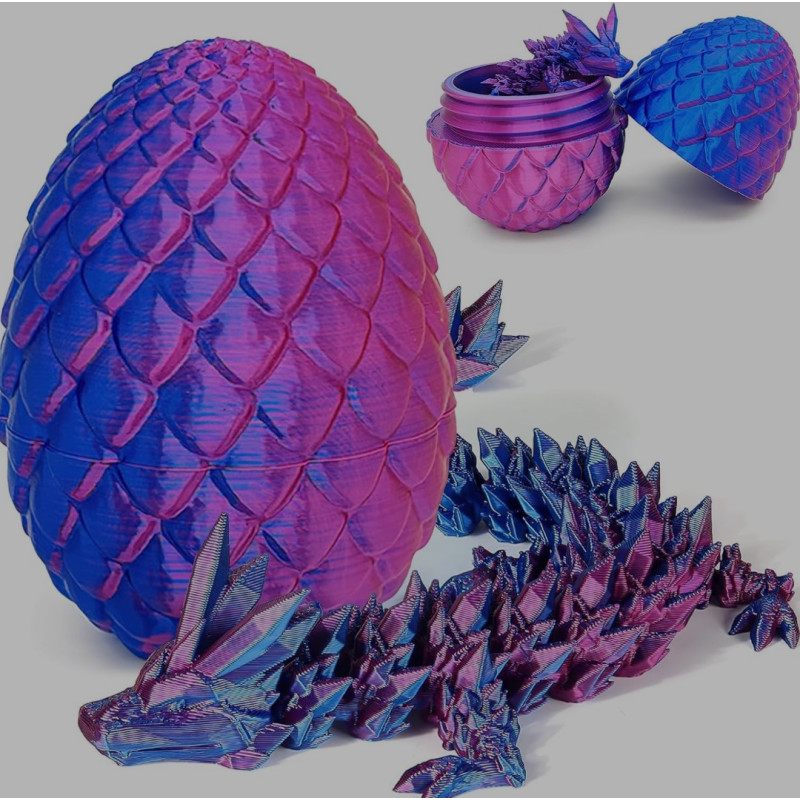 3D Printed Articulated Dragon with Detachable Mystery Scale Egg