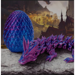3D Printed Articulated Dragon with Detachable Mystery Scale Egg