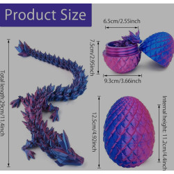 3D Printed Articulated Dragon with Detachable Mystery Scale Egg
