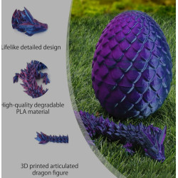 3D Printed Articulated Dragon with Detachable Mystery Scale Egg