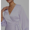 Blue Satin Wrap Midi Dress