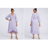 Blue Satin Wrap Midi Dress