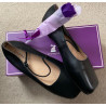 Ladies Empress Australia black leather square toe ballet shoes