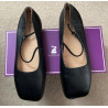 Ladies Empress Australia black leather square toe ballet shoes