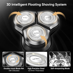 Sejoy Electric Rotary Shaver - 5 in 1 Waterproof Wet & Dry, Rechargeable Cordless, Black