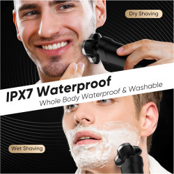 Sejoy Electric Rotary Shaver - 5 in 1 Waterproof Wet & Dry, Rechargeable Cordless, Black